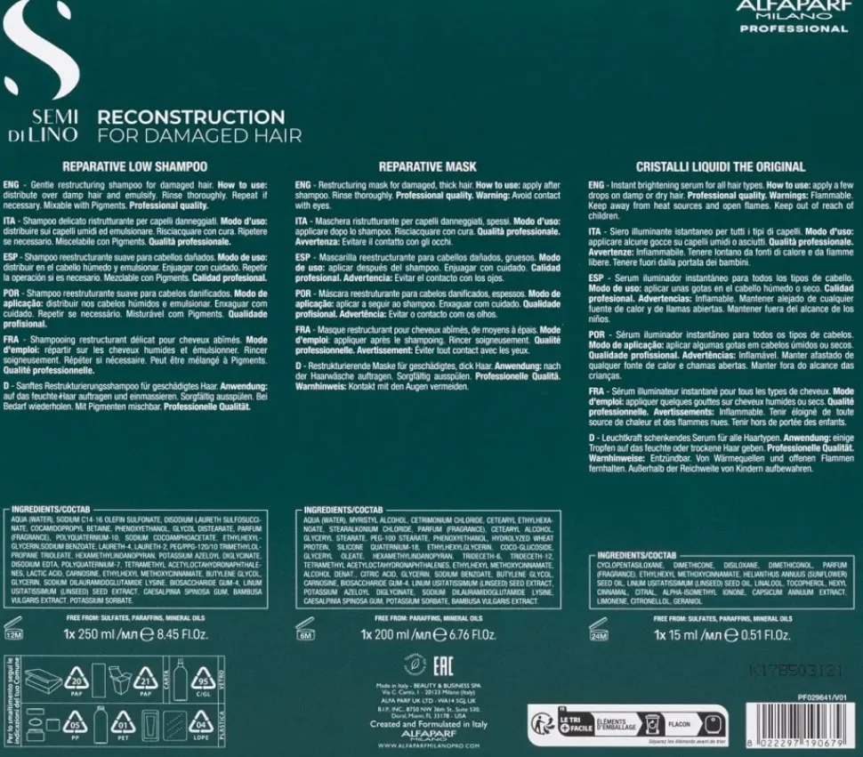 Alfaparf Milano Holiday Kit Semi di Lino Reconstruction 465 ml