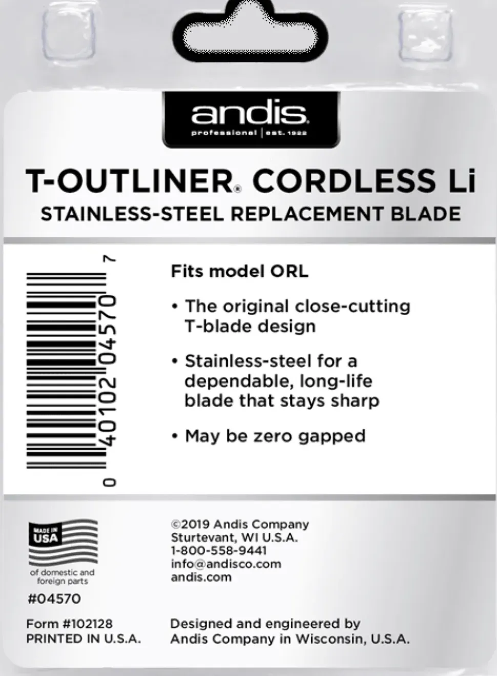 Andis T-Outliner Replacement Blade Stainless Steel