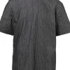 Black Pinstriped Barber Jacket Large