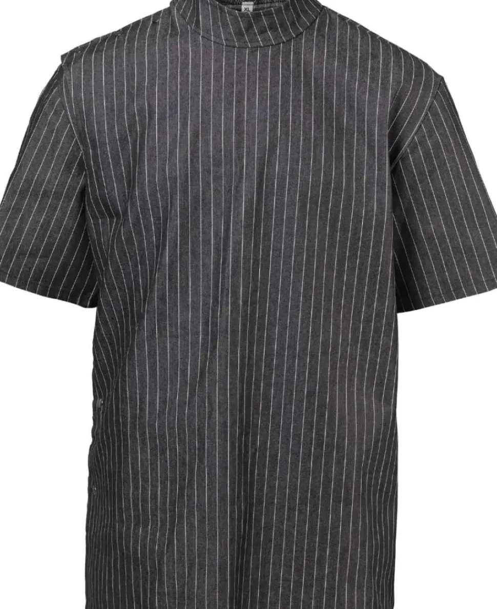 Black Pinstriped Barber Jacket Medium