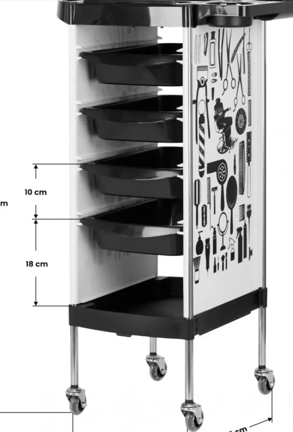 Gabbiano Hairdresser Trolley White Graphics