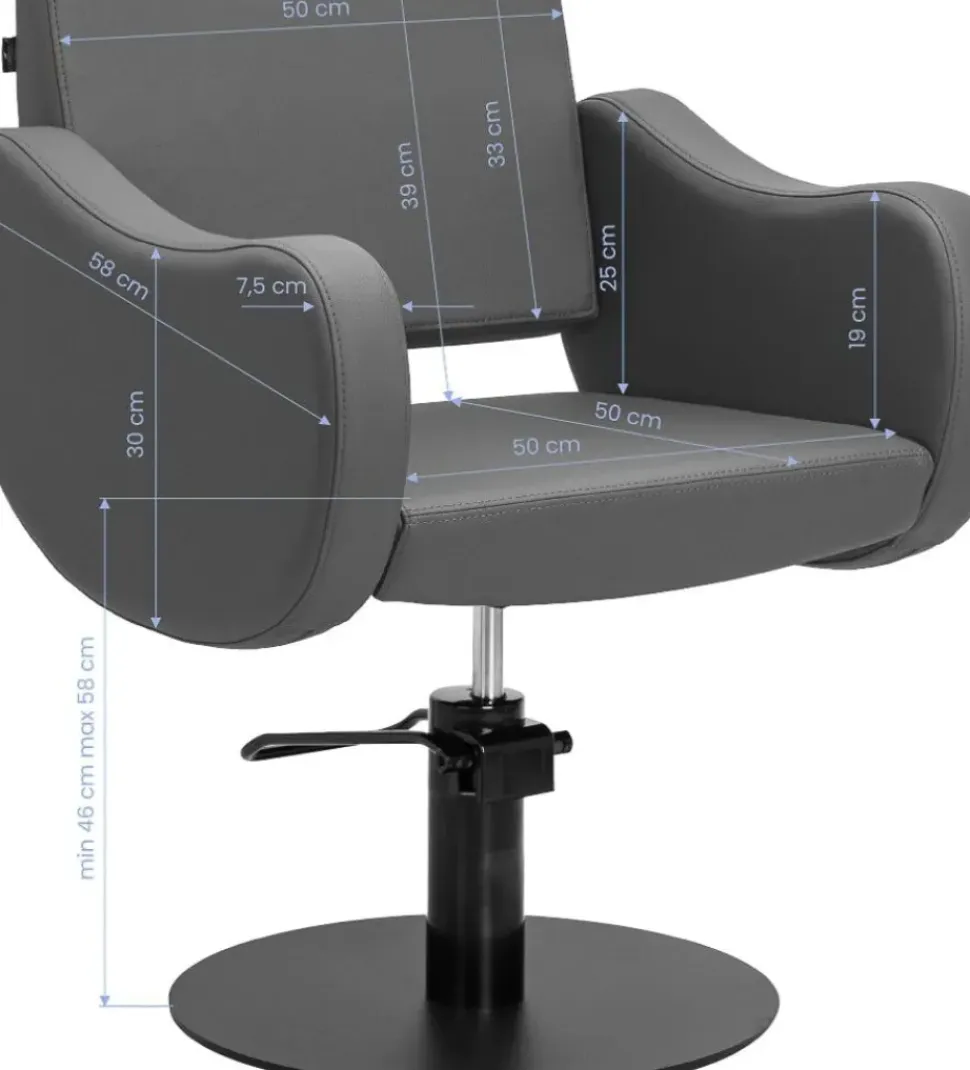 Gabbiano Hairdressing Chair Sewilla Gray Black Base