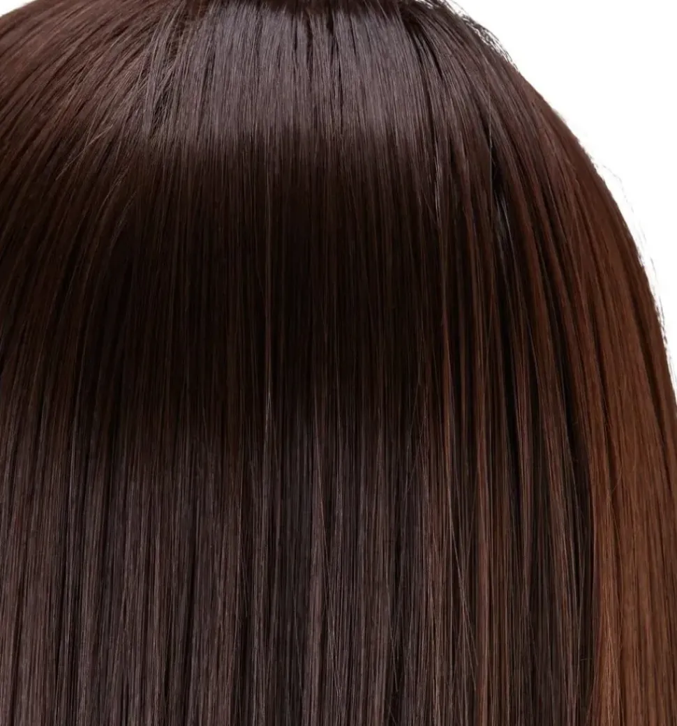 Gabbiano Hairdressing Training Head Synthetic Brown Length 55 cm