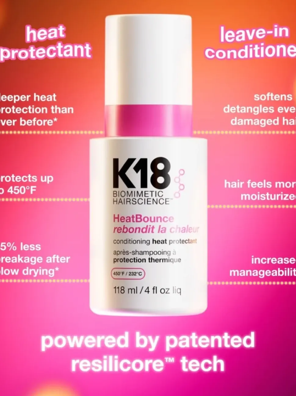 K18 HeatBounce Conditioning Heat Protectant 118 ml