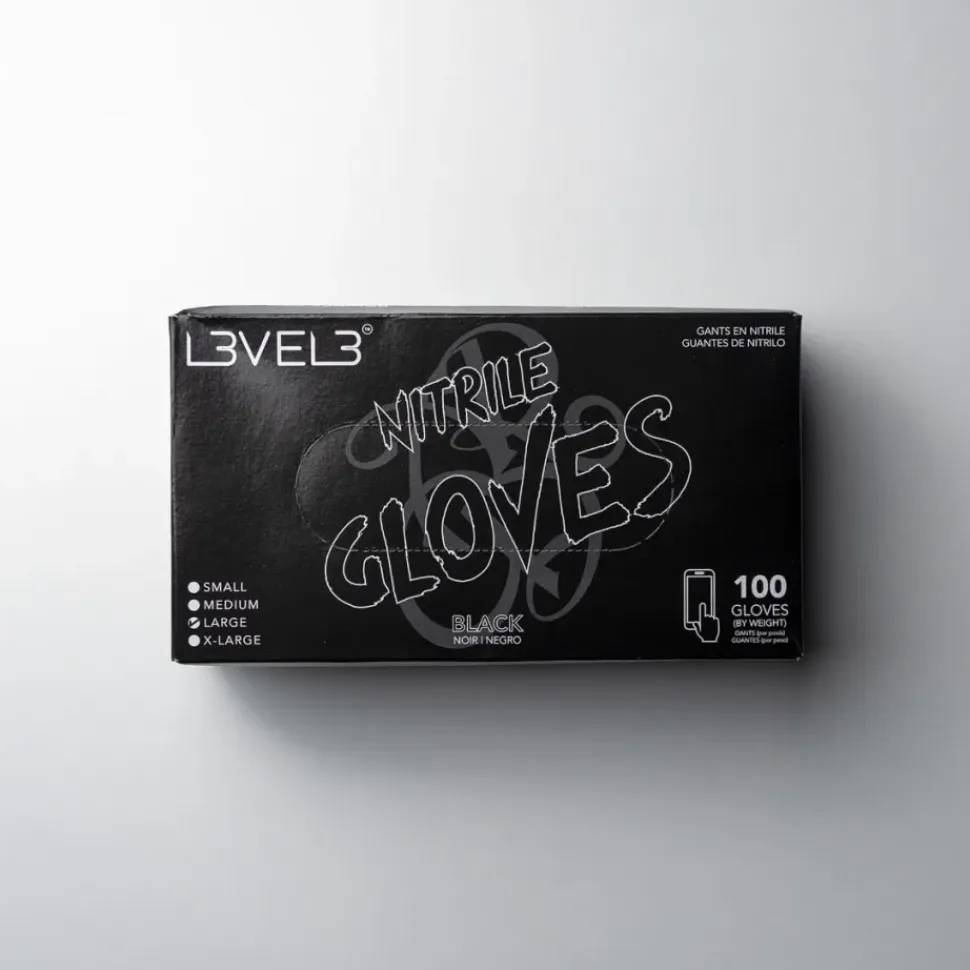 L3VEL3 Black Small Professional Nitrile Gloves 100 Pack