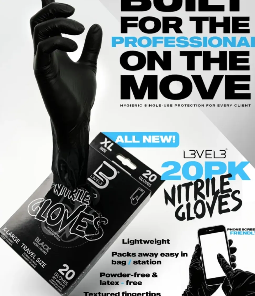 L3VEL3 Black X-Large Professional Nitrile Gloves 100 Pack