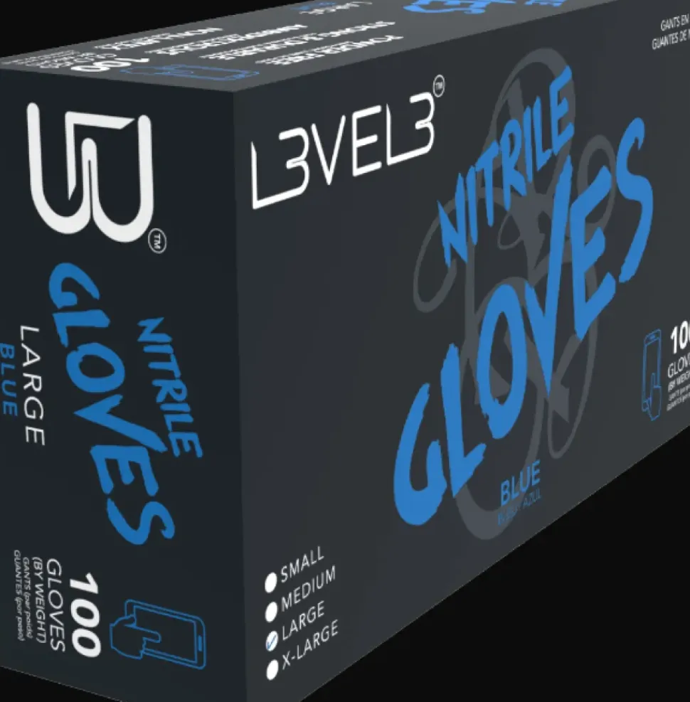 L3VEL3 Blue Large Professional Nitrile Gloves 100 Pack