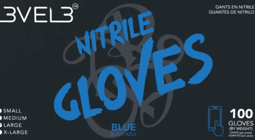 L3VEL3 Blue Medium Professional Nitrile Gloves 100 Pack