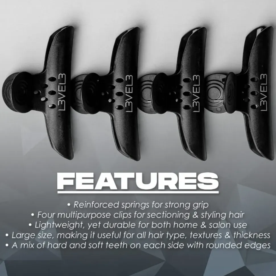 L3VEL3 - Hair Claw Clips 4 Pack