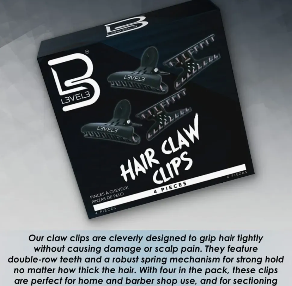 L3VEL3 - Hair Claw Clips 4 Pack