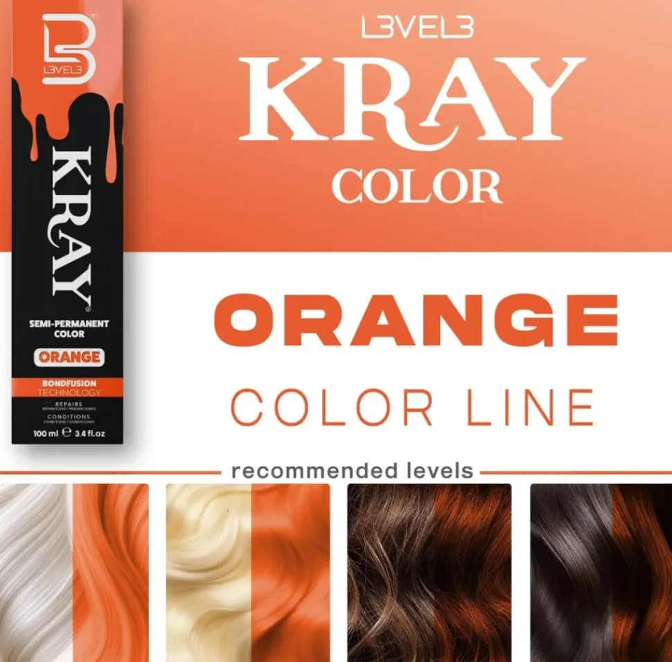 L3VEL3 Kray Orange Semi Permanent Color Tube 100 ml