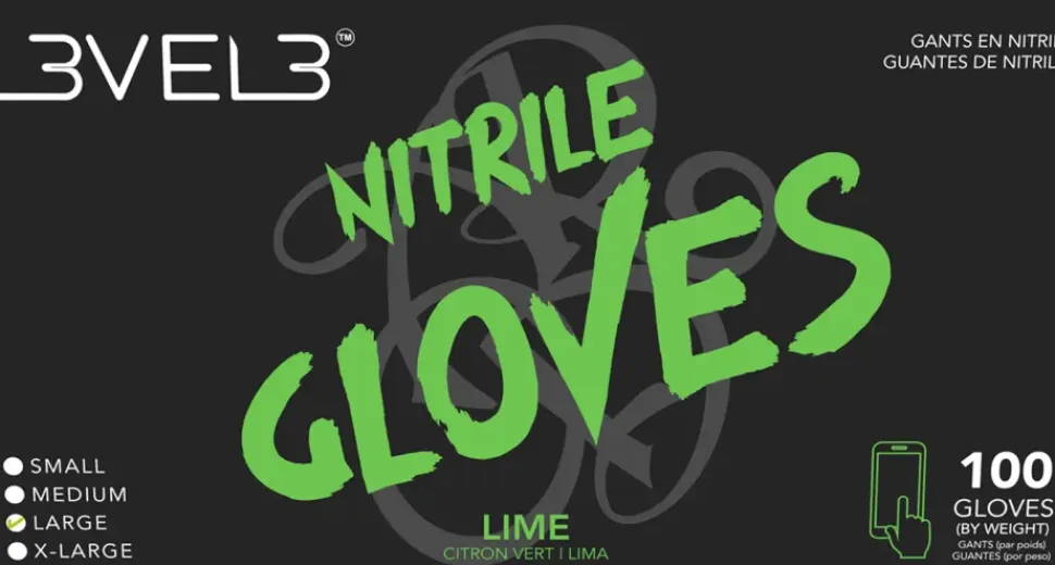 L3VEL3 Lime Medium Professional Nitrile Gloves 100 Pack