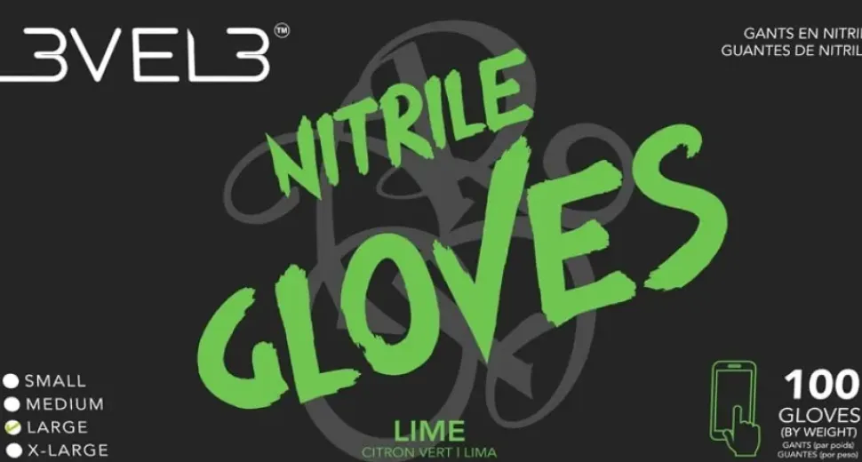 L3VEL3 Lime Medium Professional Nitrile Gloves 100 Pack
