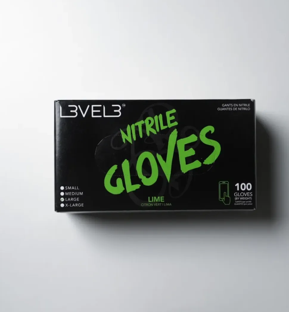 L3VEL3 Lime Medium Professional Nitrile Gloves 100 Pack