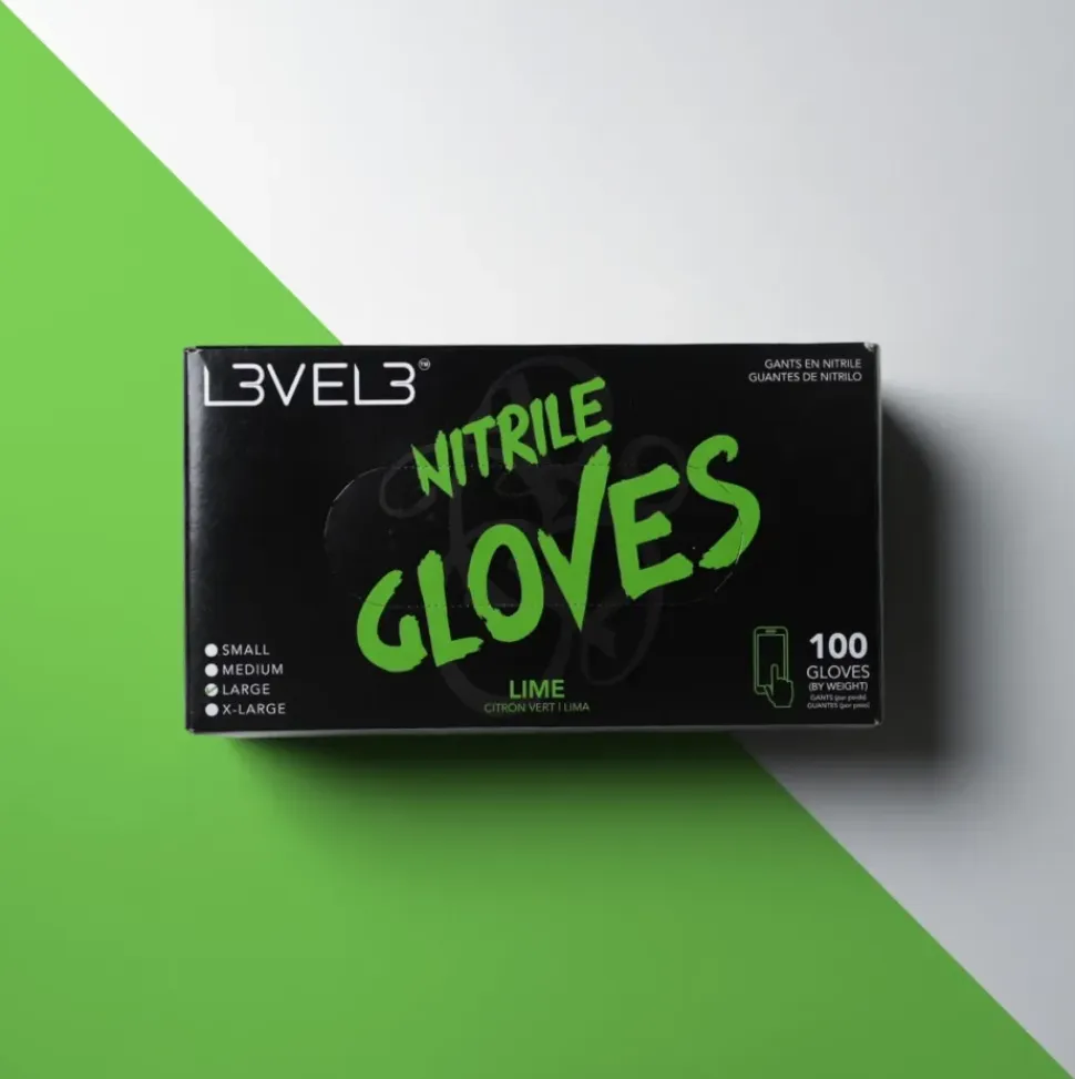 L3VEL3 Lime Medium Professional Nitrile Gloves 100 Pack