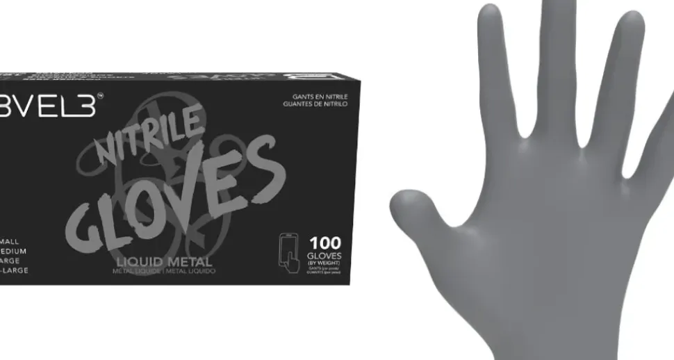 L3VEL3 Liquid Metal Small Professional Nitrile Gloves 100 Pack