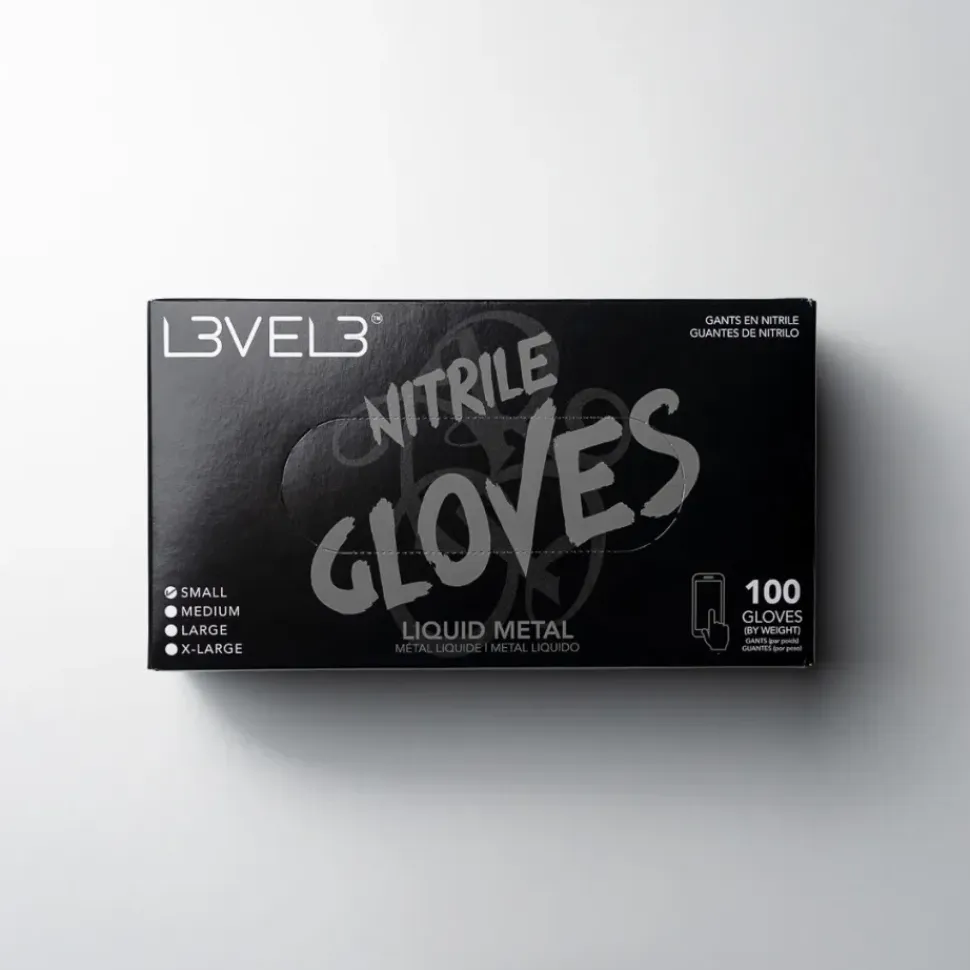 L3VEL3 Liquid Metal Small Professional Nitrile Gloves 100 Pack
