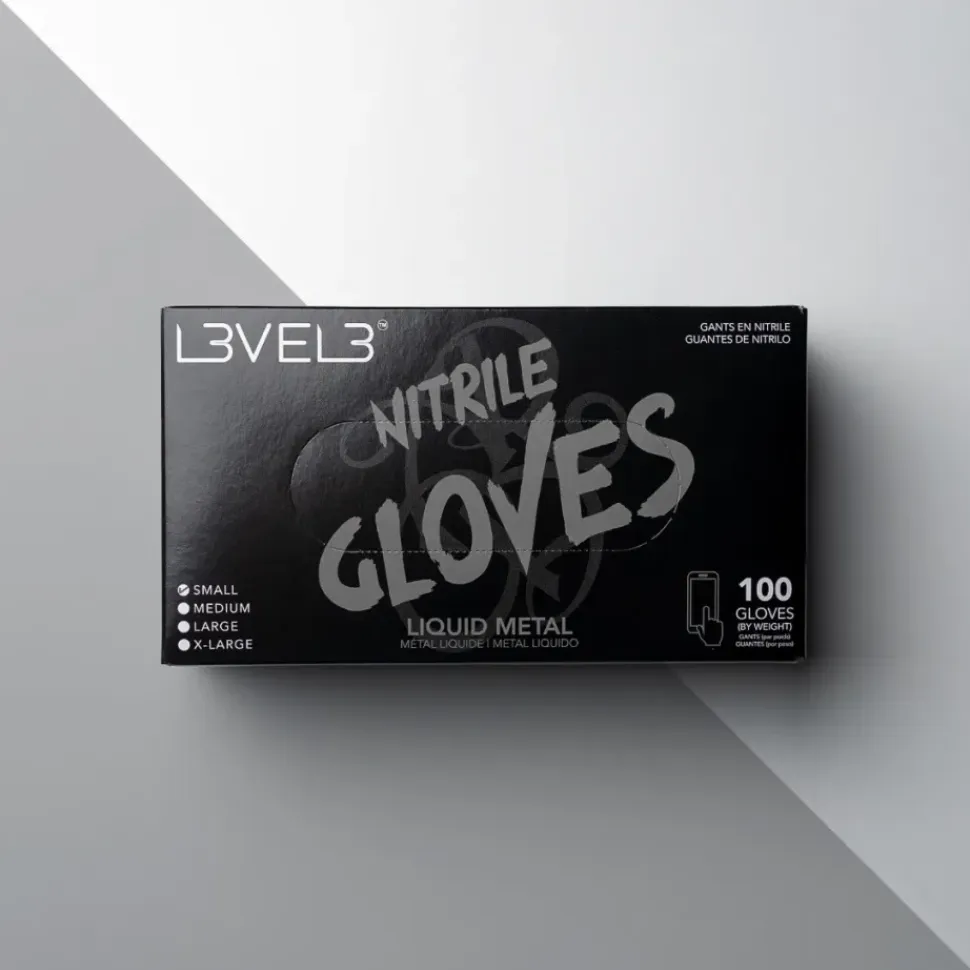 L3VEL3 Liquid Metal Small Professional Nitrile Gloves 100 Pack