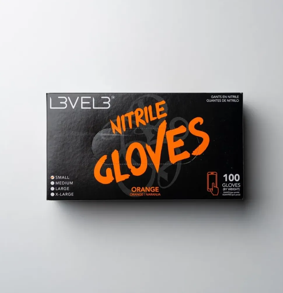 L3VEL3 Orange Medium Professional Nitrile Gloves 100 Pack