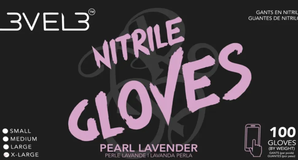 L3VEL3 Pearl Lavender Large Professional Nitrile Gloves 100 Pack