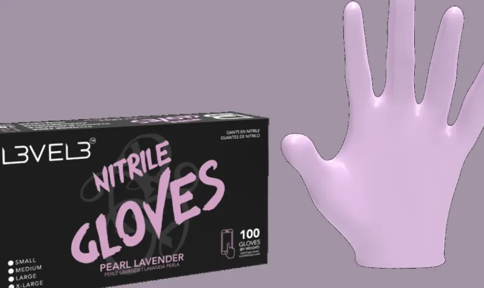 L3VEL3 Pearl Lavender Large Professional Nitrile Gloves 100 Pack