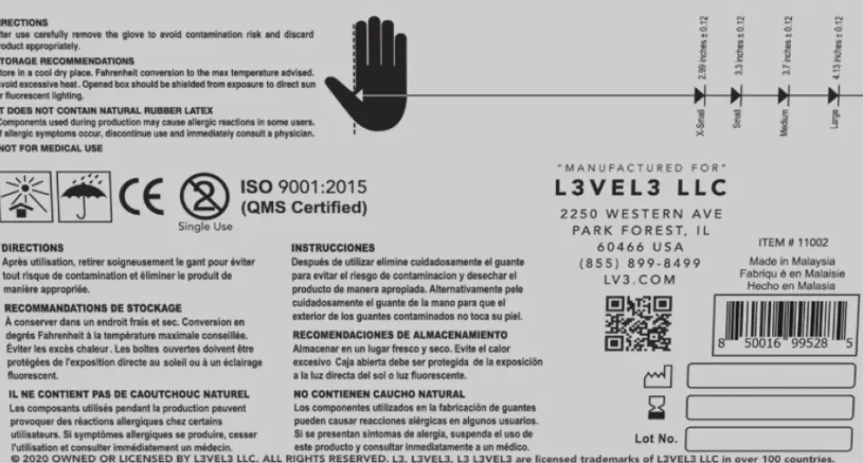 L3VEL3 Pearl Pink Medium Professional Nitrile Gloves 100 Pack