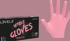 L3VEL3 Pearl Pink Small Professional Nitrile Gloves 100 Pack