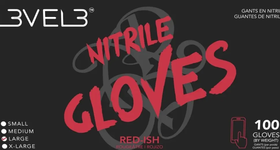 L3VEL3 Red-Ish Small Professional Nitrile Gloves 100 Pack