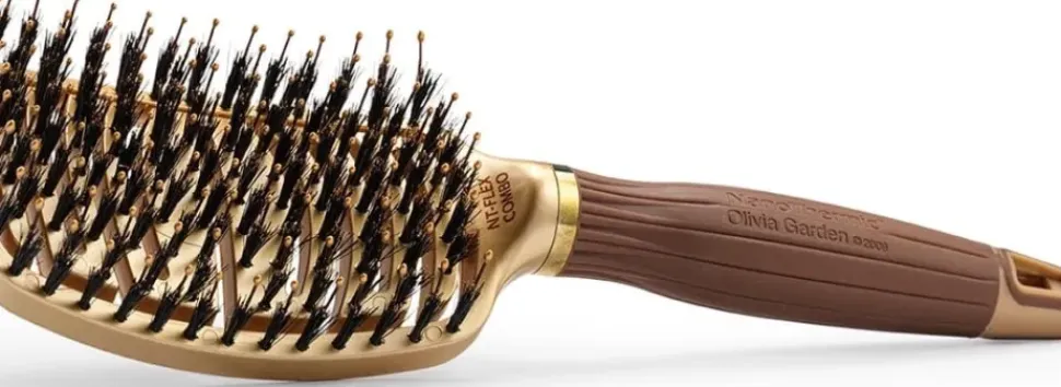 Olivia Garden Expert Care Flex Boar & Nylon Bristles - Gold & Brown