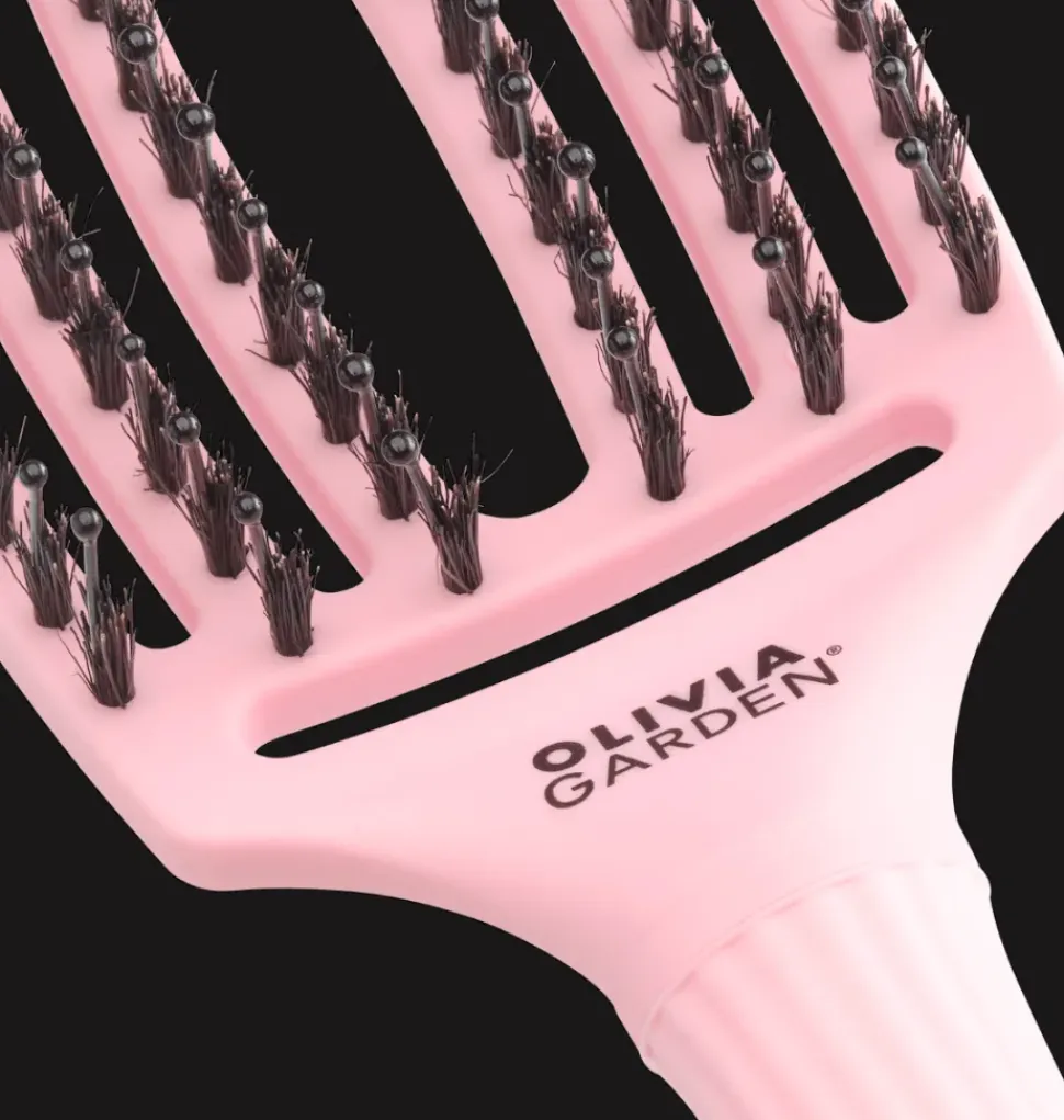 Olivia Garden Fingerbrush Boar & Nylon M Think Pink Jaipur Rose