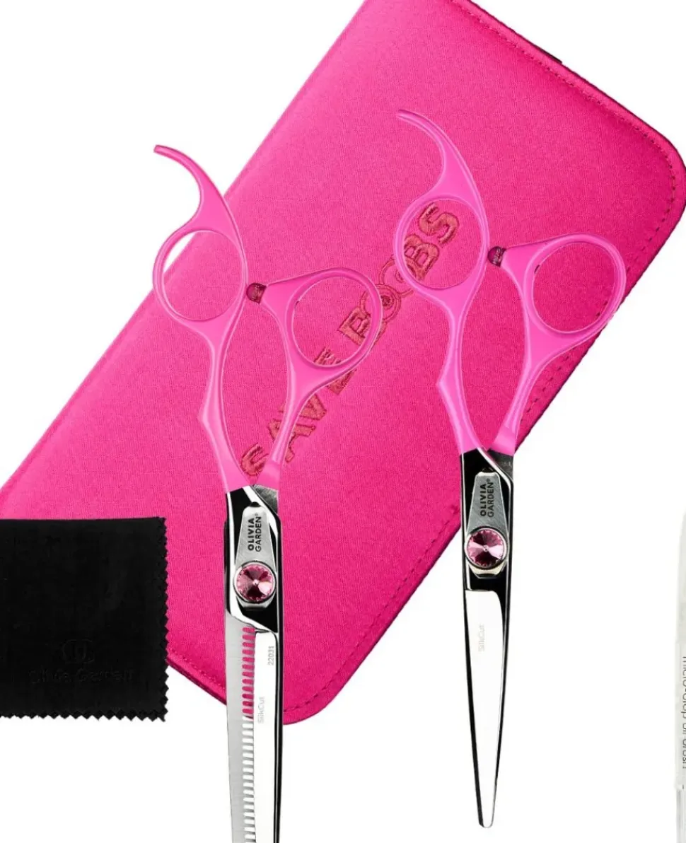 Olivia Garden Silk Cut Think Pink 2er Set 5.75" And 6" Thinner