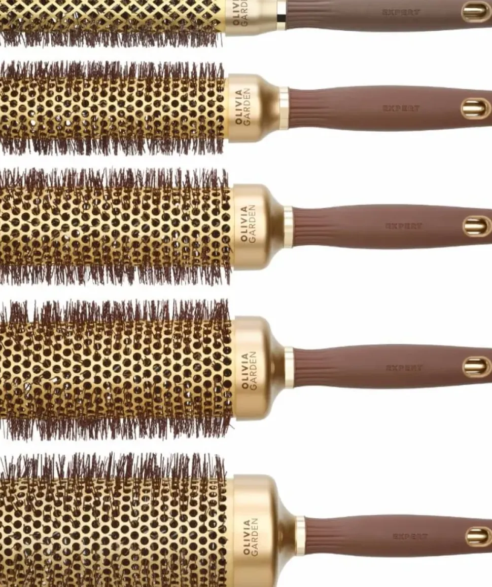 Olivia Garden XL Expert Blowout Speed Wavy Bristles Gold & Brown 35 mm