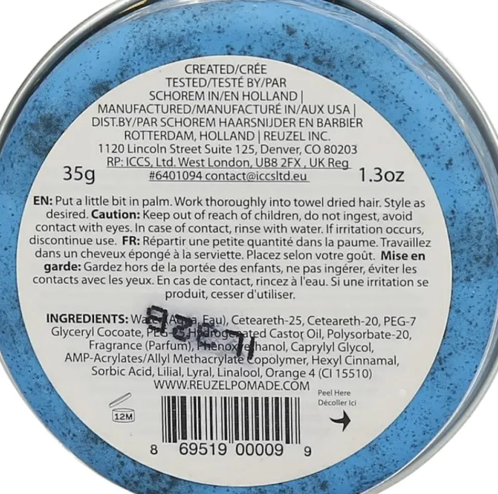 Reuzel Blue Strong Hold Water Soluble - 35g