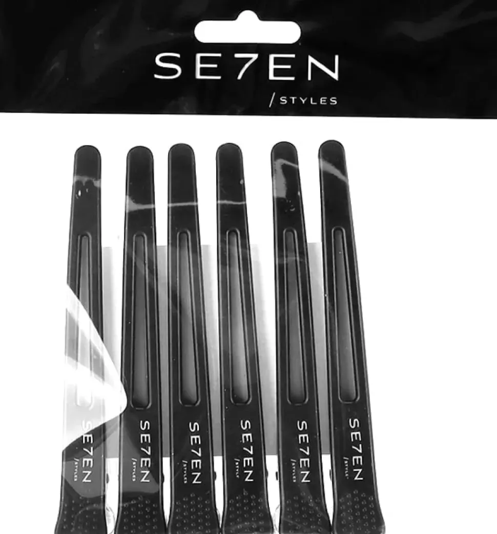 Se7en Styles Black Hair Clips 6 Pcs