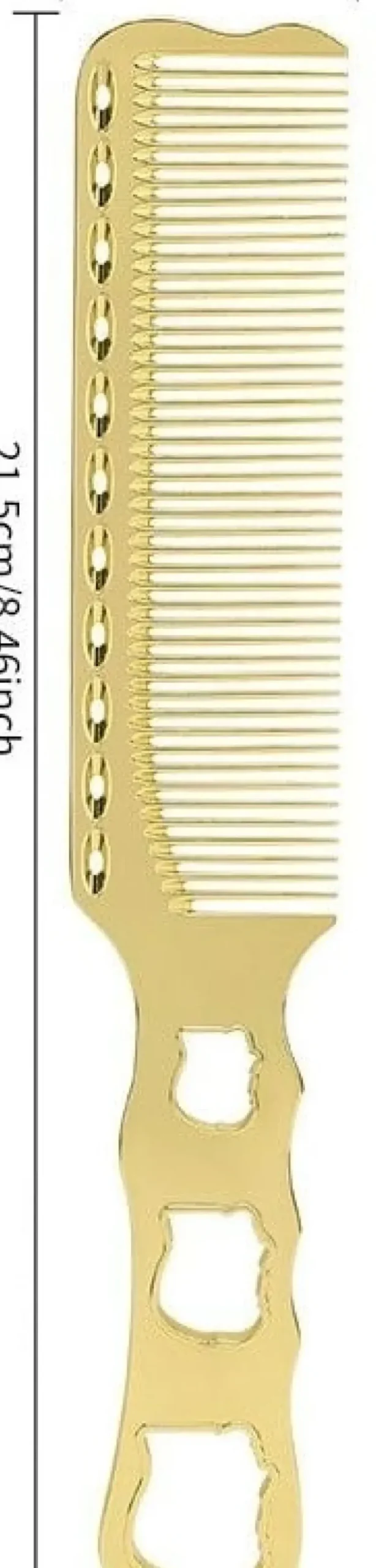 Se7en Styles Gold Metal Handle & Clipper Comb - 21.5 cm