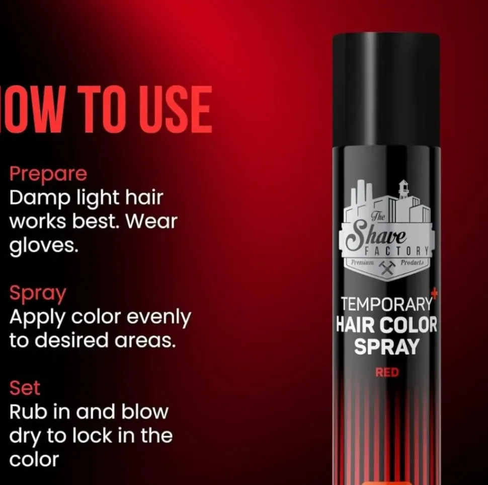 The Shave Factory Temporary Hair Color Spray Red - 150 ml