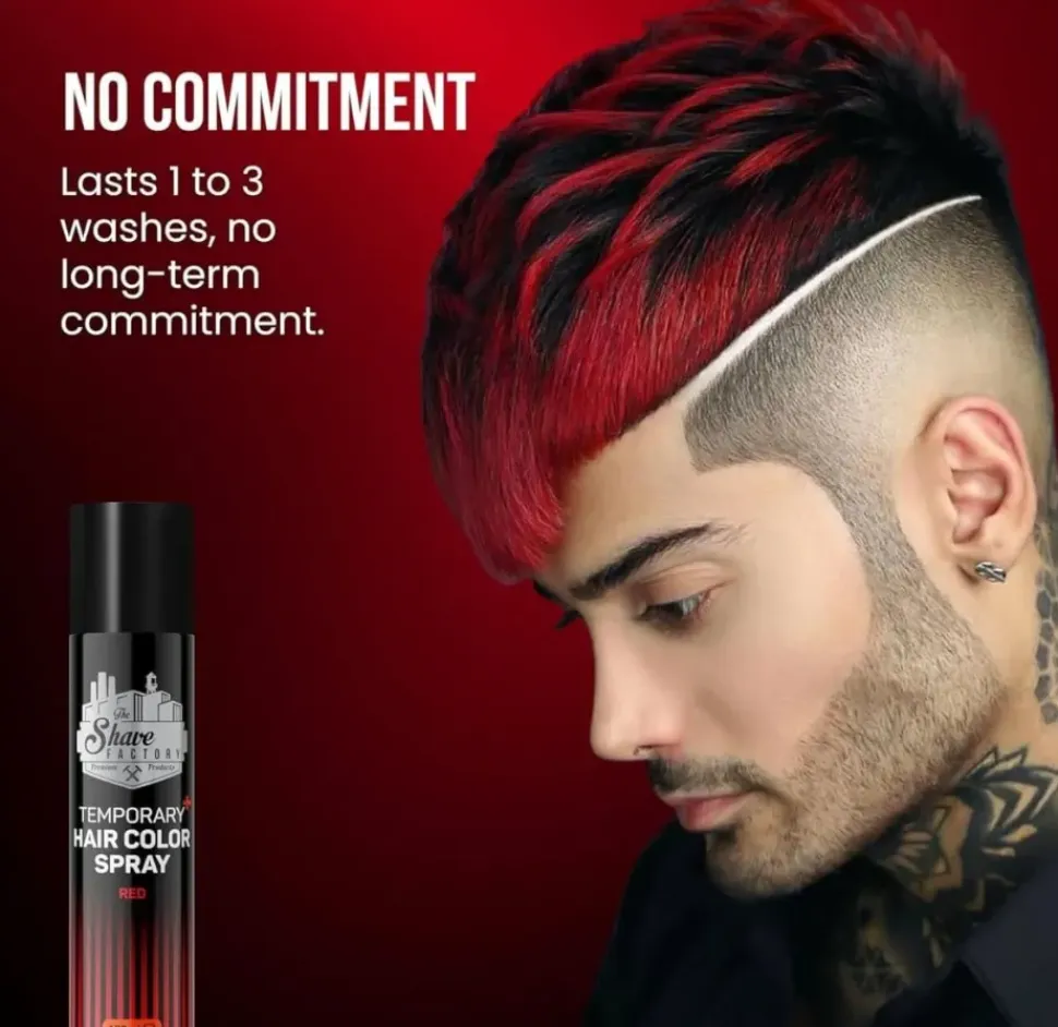 The Shave Factory Temporary Hair Color Spray Red - 150 ml