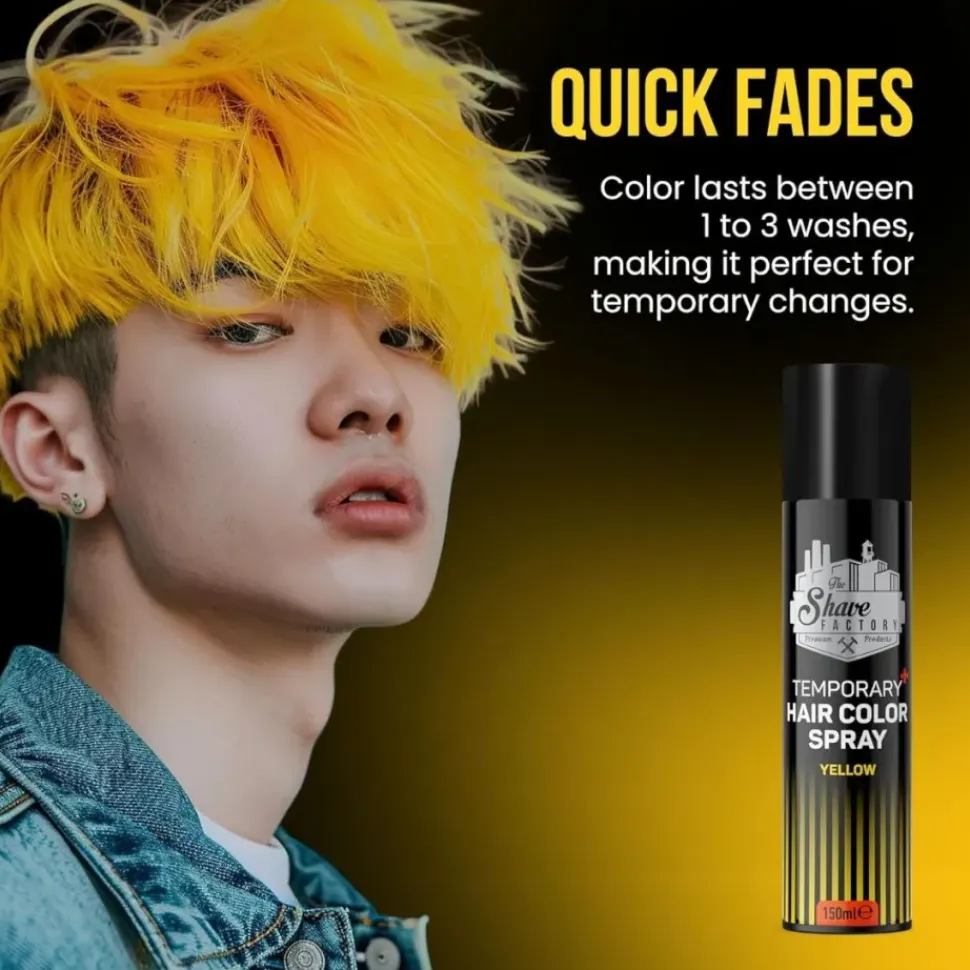 The Shave Factory Temporary Hair Color Spray Yellow - 150 ml